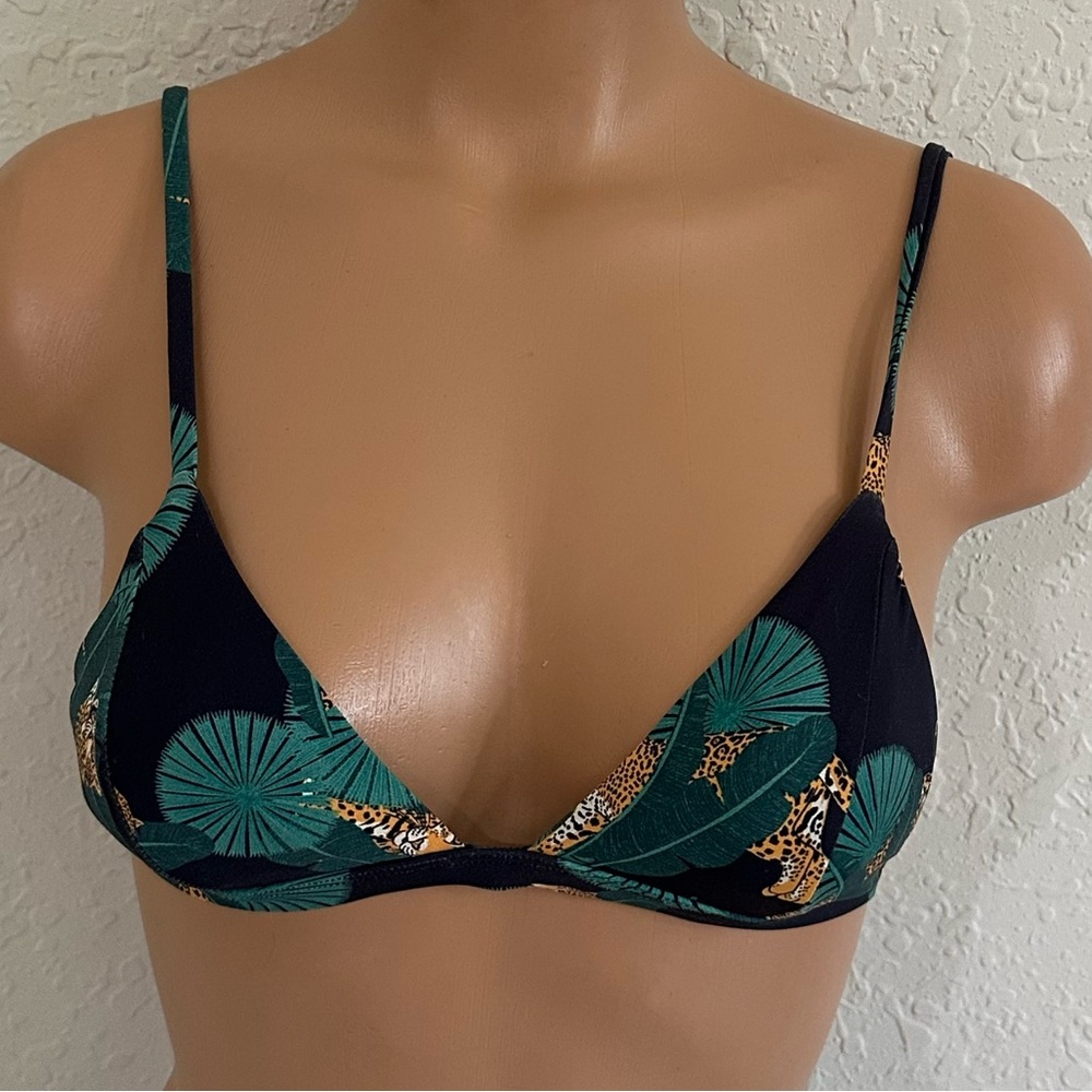Bromelia Valentina triangle bikini top in jaguar print NWOT